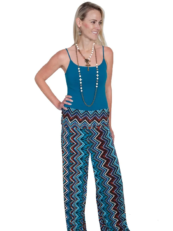 Scully Womens Palazzo Zig Zag Turquoise Poly/Spandex Lounge Pants Feminine Women's Soft Scully Womens Palazzo Zig Zag Turquoise Poly/Spandex Lounge Pants Feminine Women's Soft
