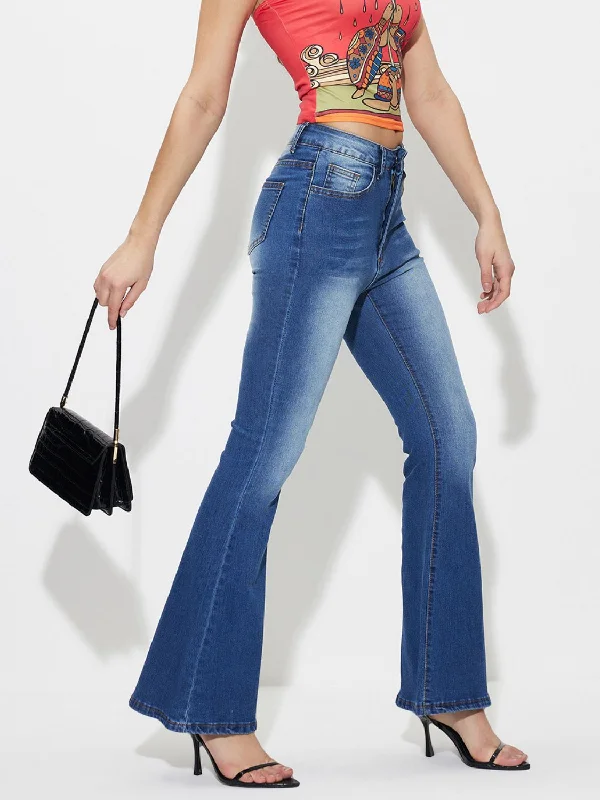 Mid-Rise Waist Bootcut Jeans Athletic Women's High - 