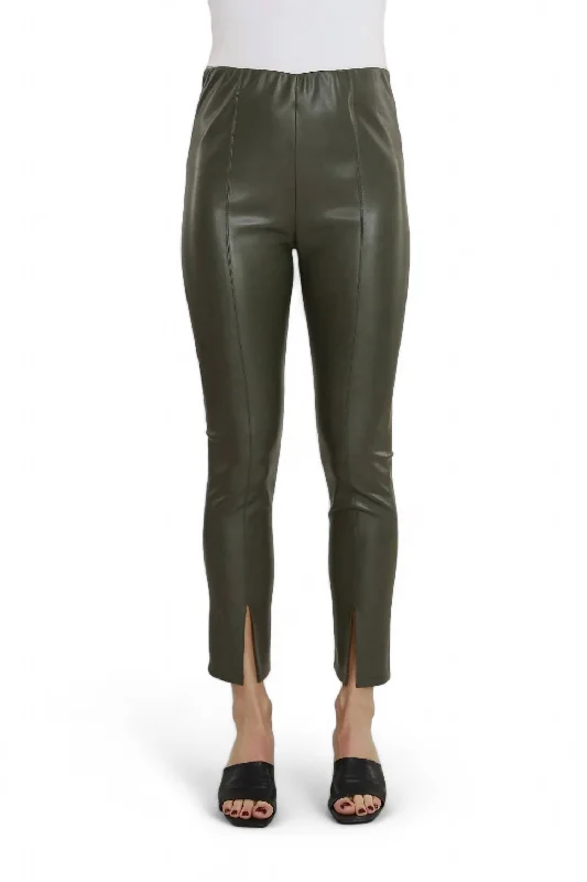 Faux Leather Leggings In Army Luxurious Women's High -  end