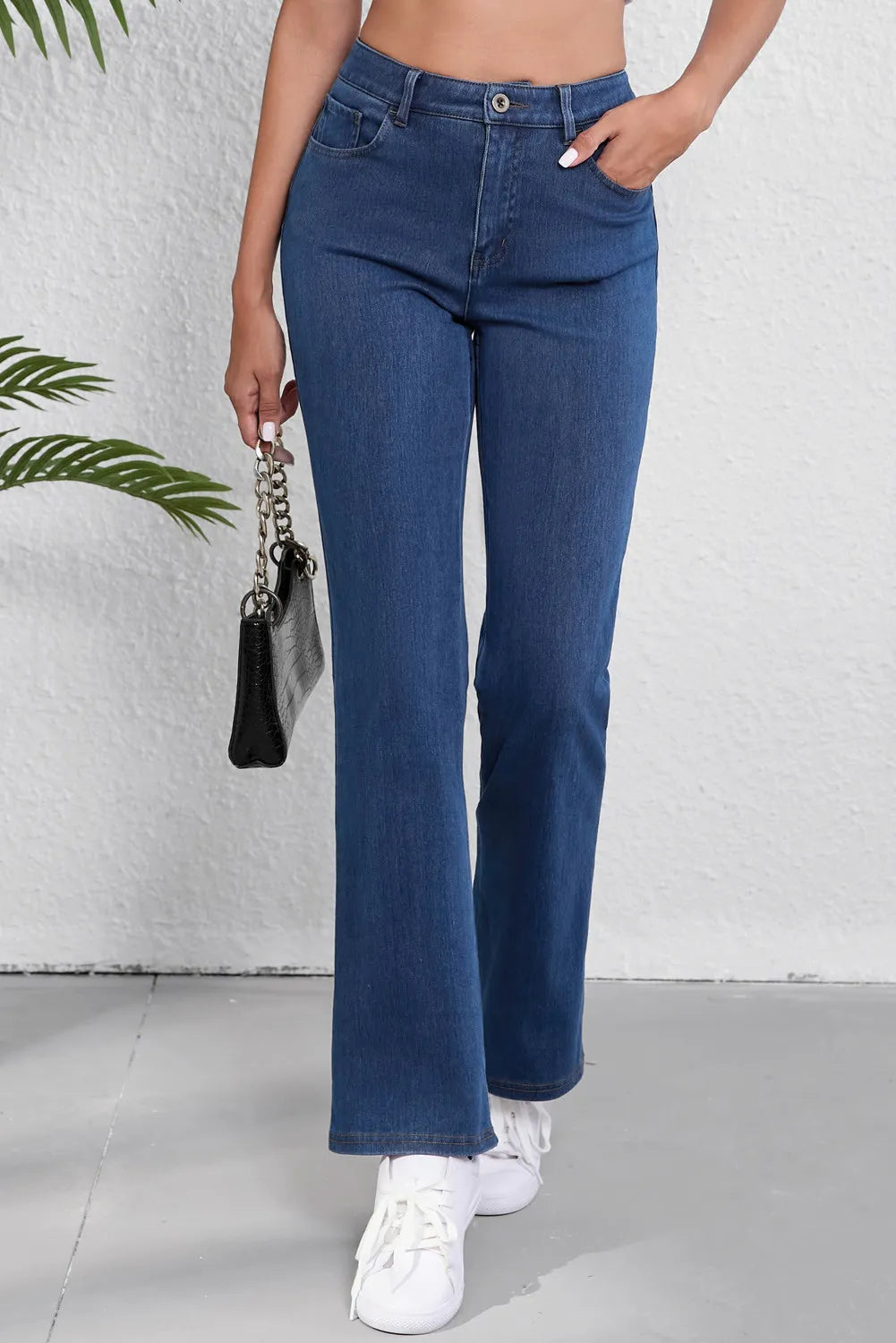 Straight Jeans with Pockets Dapper Women's Bow - adorned