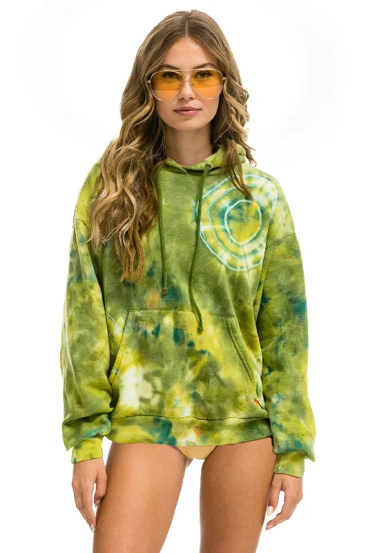 HAND DYED PULLOVER HOODIE RELAXED - TIE DYE GREEN YELLOW purpose