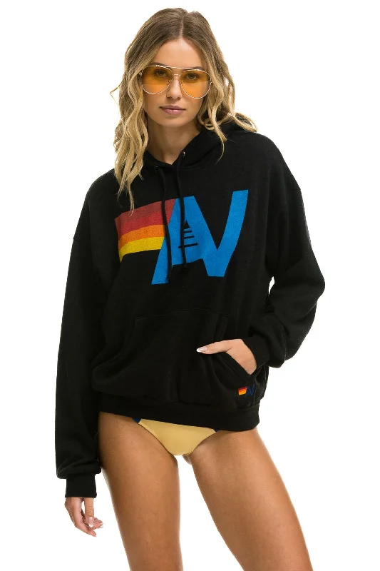LOGO PULLOVER RELAXED HOODIE - BLACK Earthy Women's Hemp - based