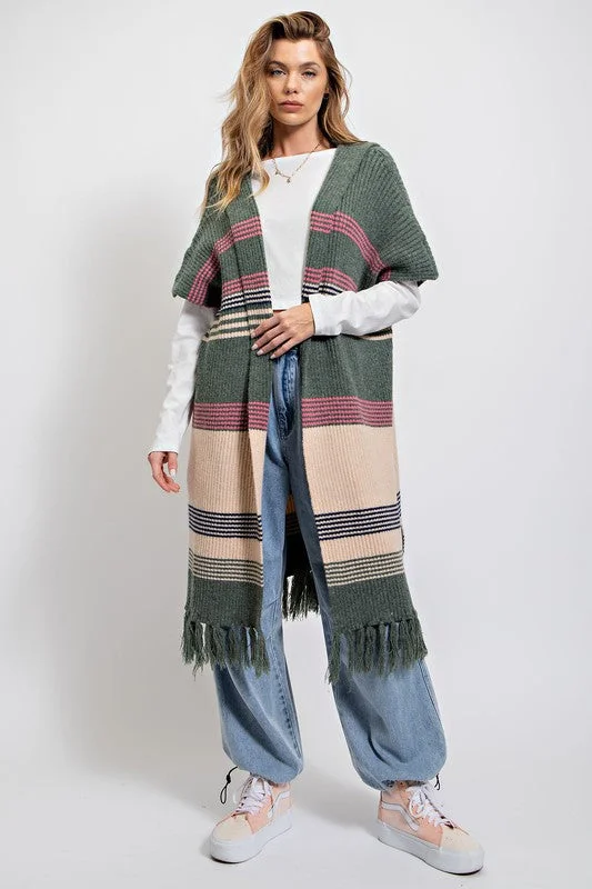 SALLY MULTICOLOR KNITTED SWEATER KIMONO Earthy Women's Hemp - based