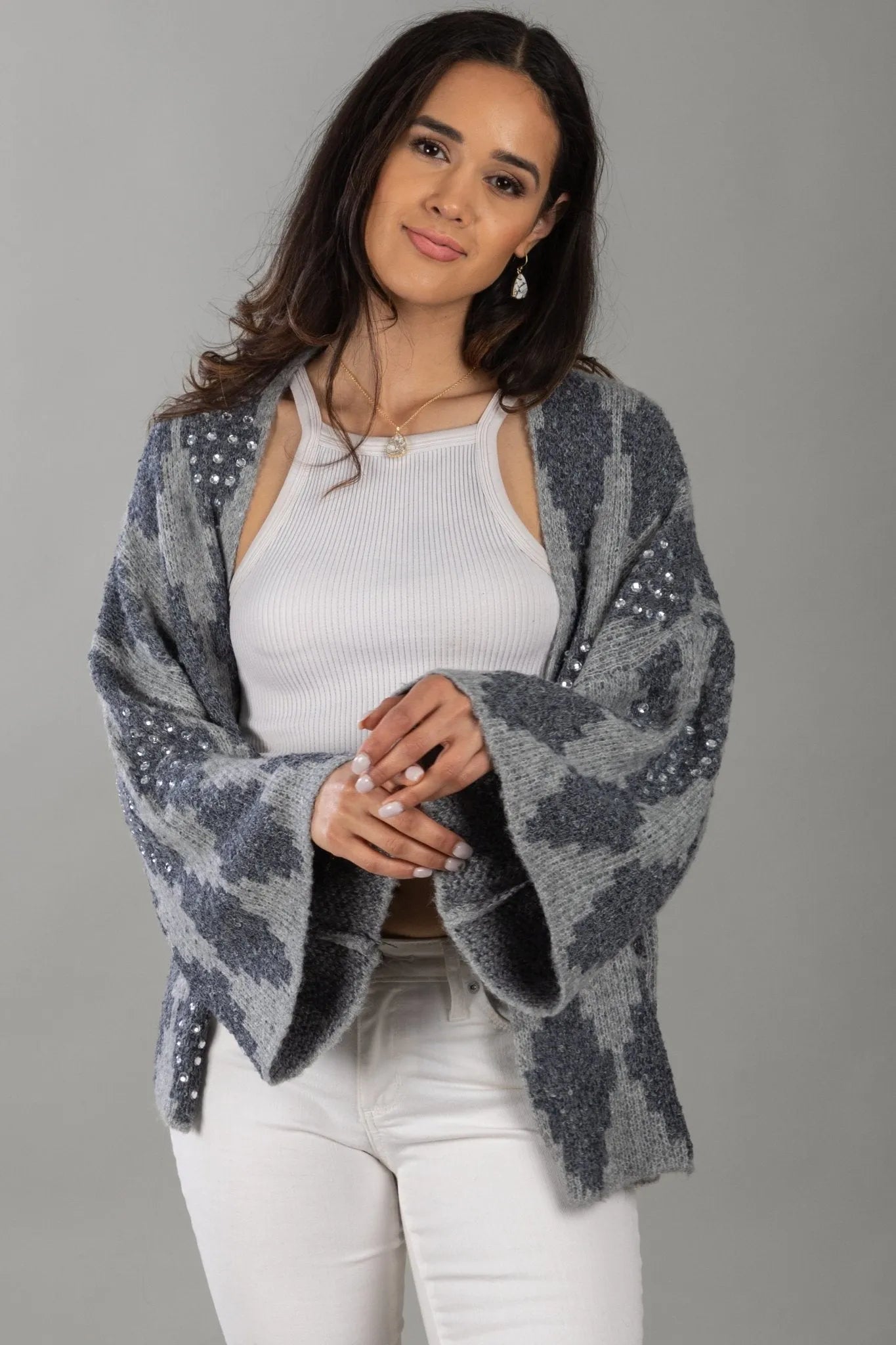 Jacquard Rhinestone Sweater Feminine Women's Style 