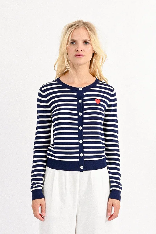 Molly Bracken Navy/White Striped Cardigan Hip Women's Urban
