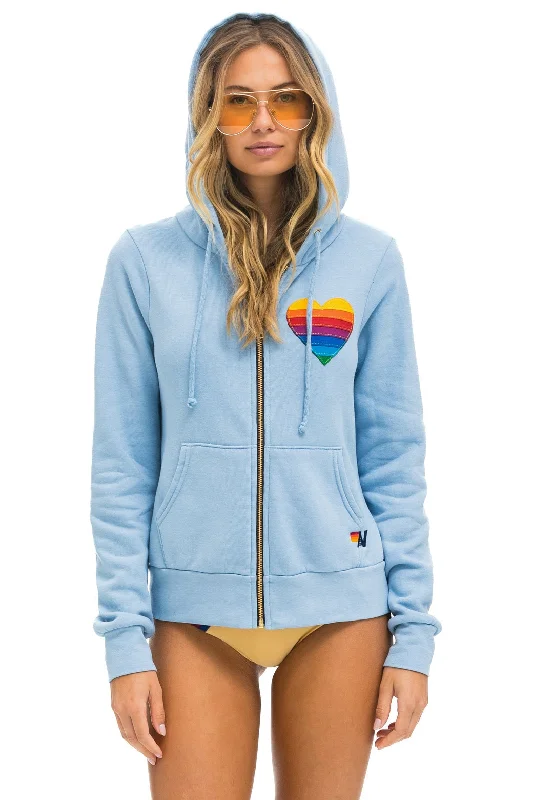 RAINBOW HEART STITCH ZIP HOODIE - ICE Refined Women's Velvet