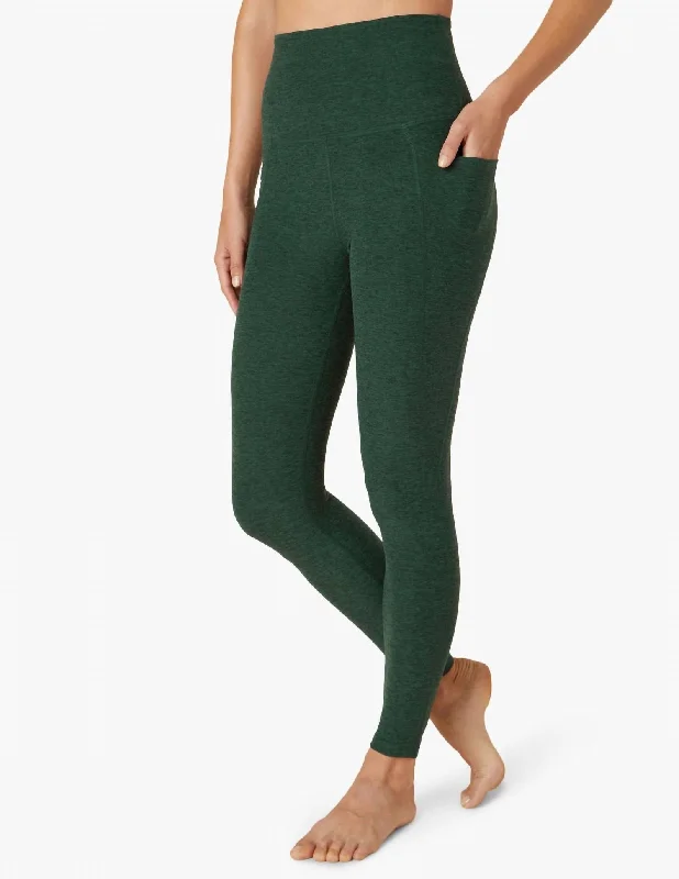 Spacedye Out Of Pocket High Waisted Midi Legging In Forest Green Pine Dynamic Women's High - energy