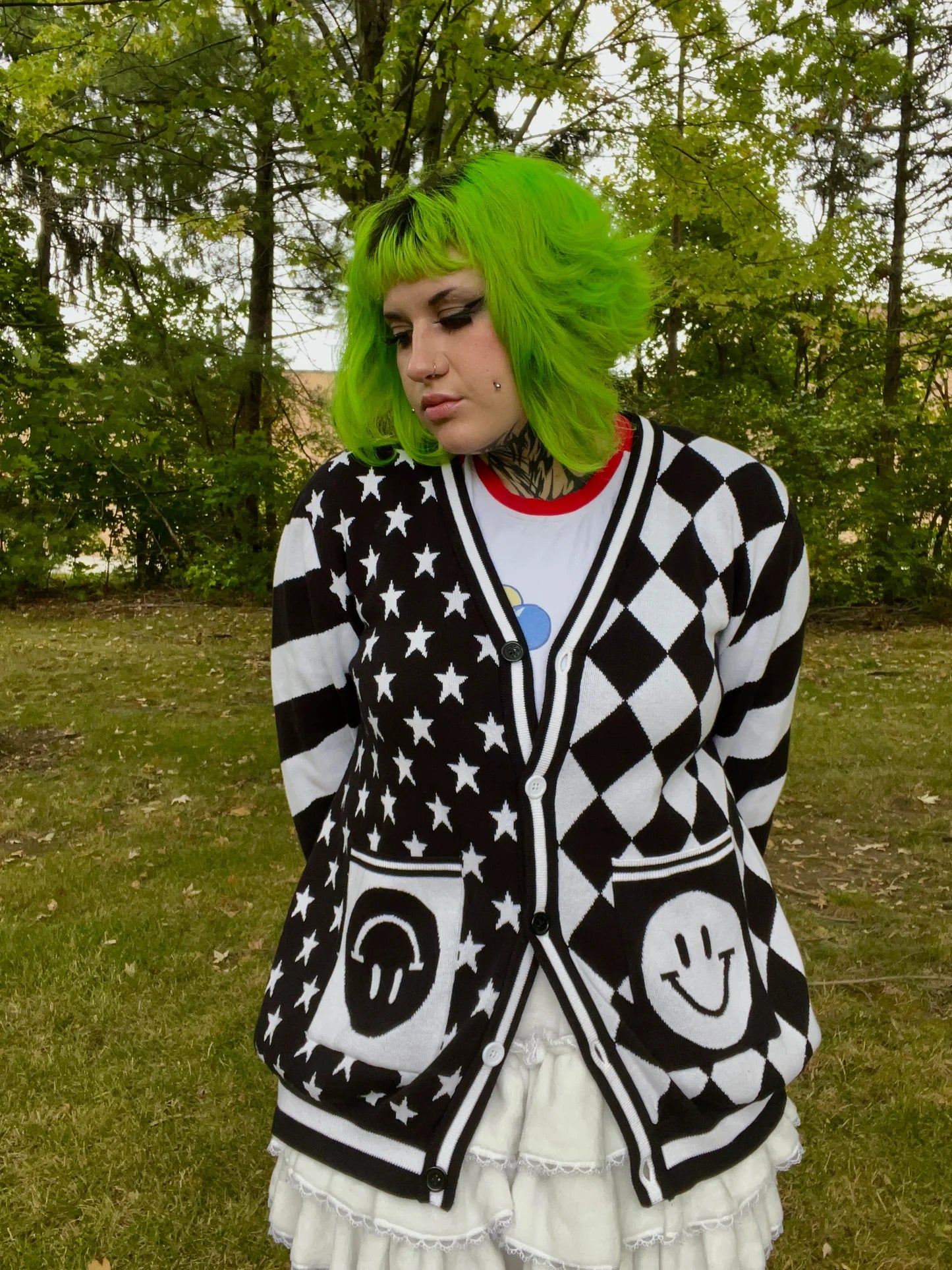 Black & White Clown Cardigan Bold Women's Statement