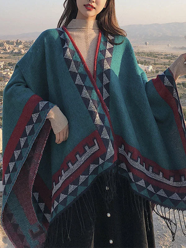 Ethnic Style Front Open Shawl Cardigan Athletic Women's 