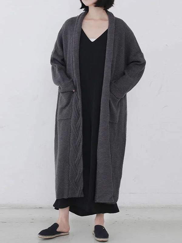 Diamond Long Cardigan Sweater with Pocket Youthful Women's Anime - inspired