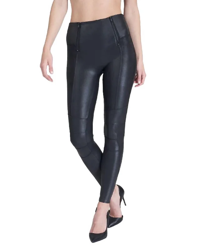 Hip Zip Leggings In Very Black Unique Women's Upcycled