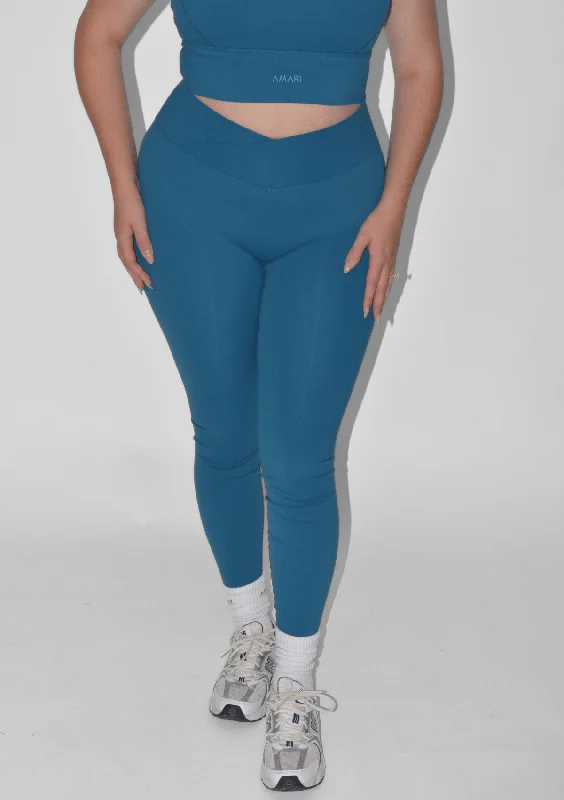 V-Leggings - Petrol Blue Luxurious Women's High -  end