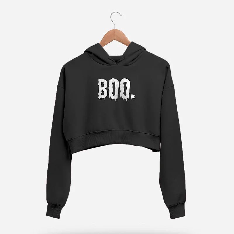 Boo! Crop Hoodie Casual Women's Japanese 
