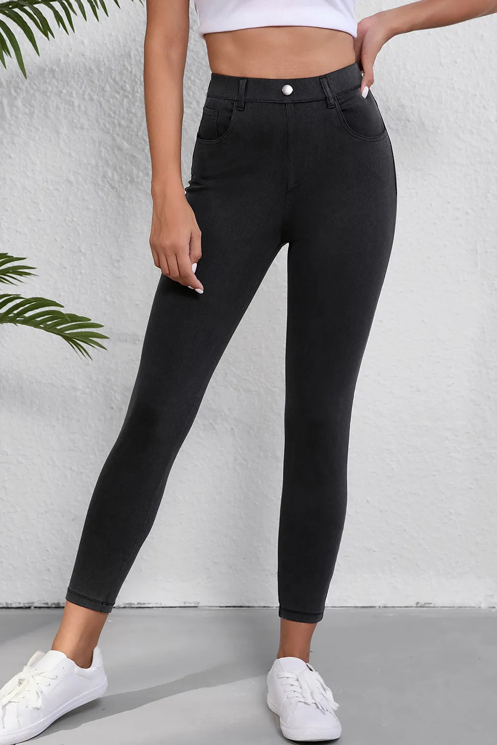 High Waist Jeans with Pockets Cozy Women's Sherpa - lined