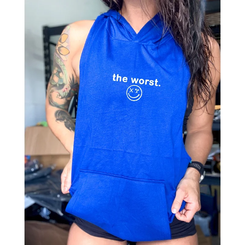Salty Savage Unisex “the worst.” Sleeveless Racerback Muscle Tank Hoodie | Micro Cashmere