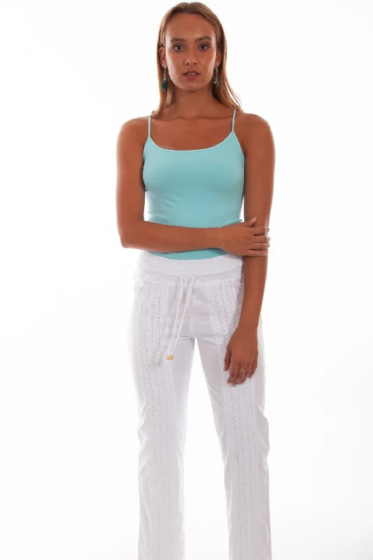 Scully Womens White 100% Cotton Crochet Pants Refined Women's Velvet