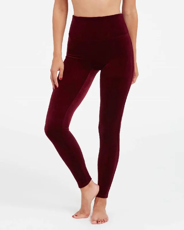 Velvet Legging In Burgundy Gym