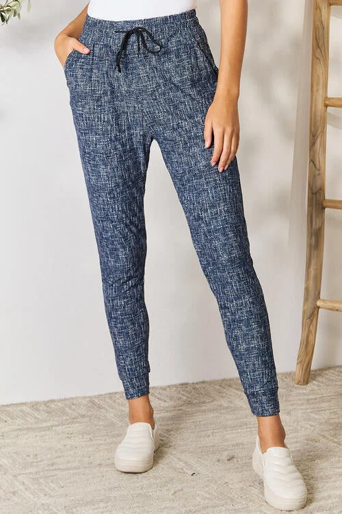 LOVEIT Heathered Drawstring Leggings with Pockets Feminine Women's Soft 