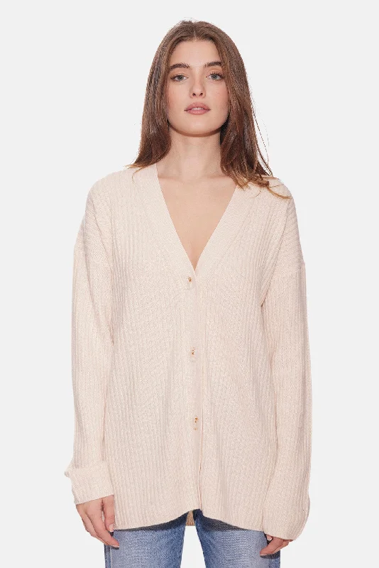 Lucy Ribbed Cocoon Cardigan Ricotta Stylish Women's Tropical 