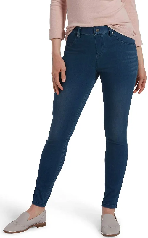 Women's Ultra Soft High Waist Denim Leggings In Windsor Blue Wash Classic Women's Pin - striped