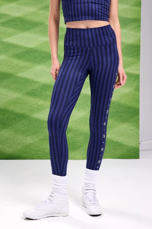 Yankees TLC Leggings in Navy Chalk Stripe Trendy Women's Oversized