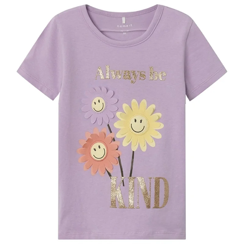 Name it Orchid Bloom Farna Happy T-Shirt Trendy Women's Oversized