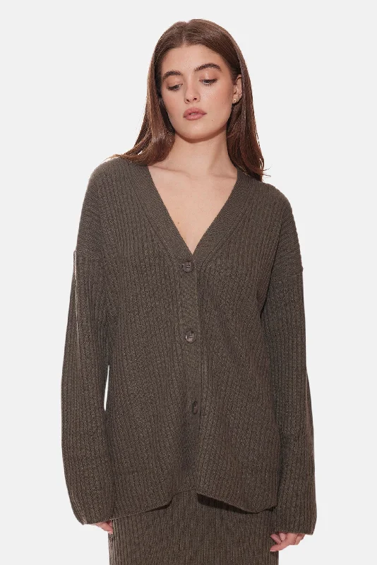 Lucy Ribbed Cocoon Cardigan Tarnished Contemporary 