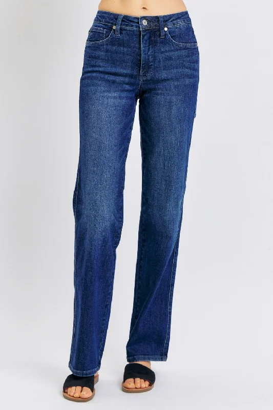 Judy Blue Full Size High Waist Tummy Control Straight Jeans Cozy Women's Winter