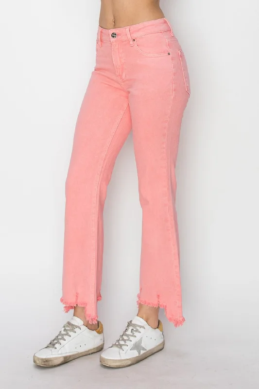 RISEN Raw Hem Bootcut Jeans with Pockets garde
