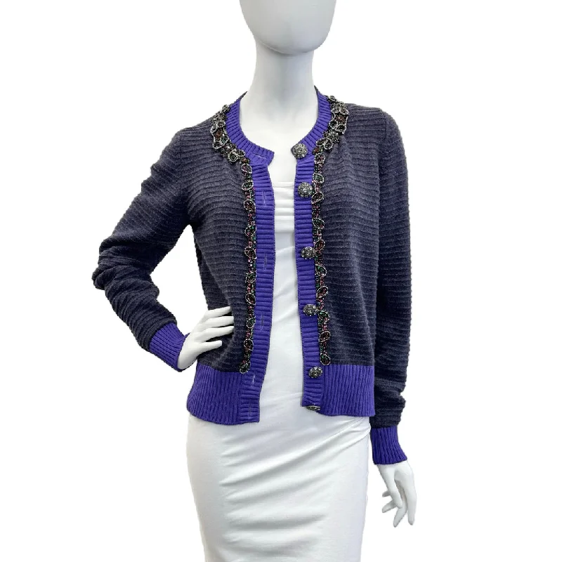 Chanel Paris London Jewel Embellished Cardigan Practical Women's Quick - dry