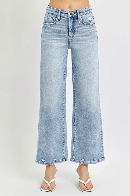 RISEN Full Size Tummy Control High Rise Crop Wide Leg Jeans performance