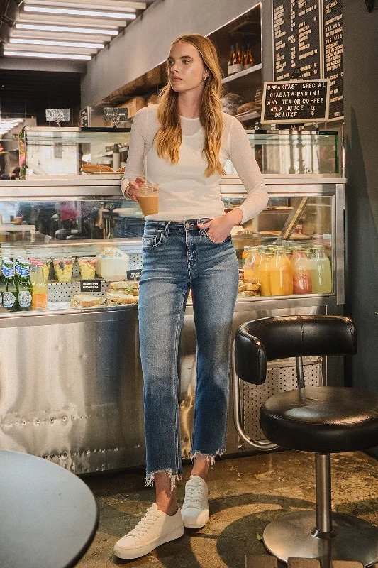 Vervet by Flying Monkey High Rise Frayed Hem Straight Jeans Practical Women's Multi - Vervet by Flying Monkey High Rise Frayed Hem Straight Jeans Practical Women's Multi -