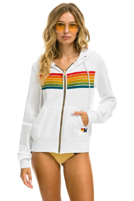 6 STRIPE HOODIE -  WHITE // SERAPE Trendy Women's Oversized