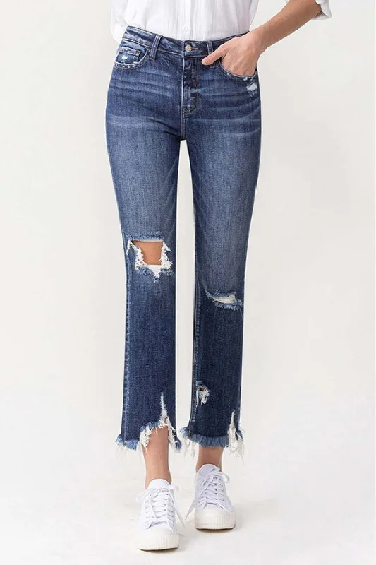Lovervet Jackie Full Size High Rise Crop Straight Leg Jeans Refined Women's Classic 