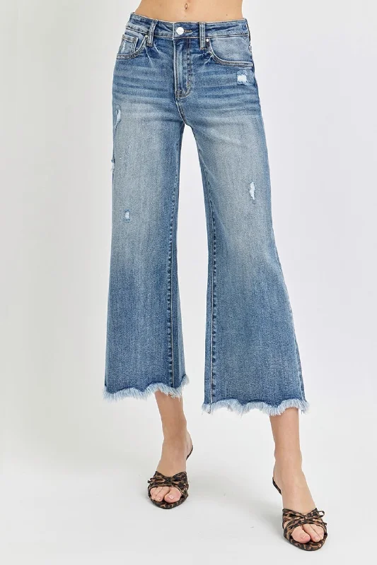 Risen High Rise Cropped Flare Jeans Sophisticated Women's 
