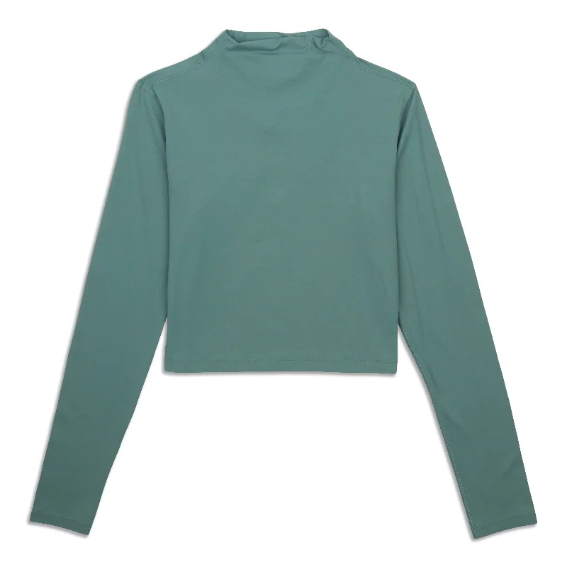 All Aligned Mock Neck Long Sleeve Shirt - Resale Cozy Women's Sherpa - lined