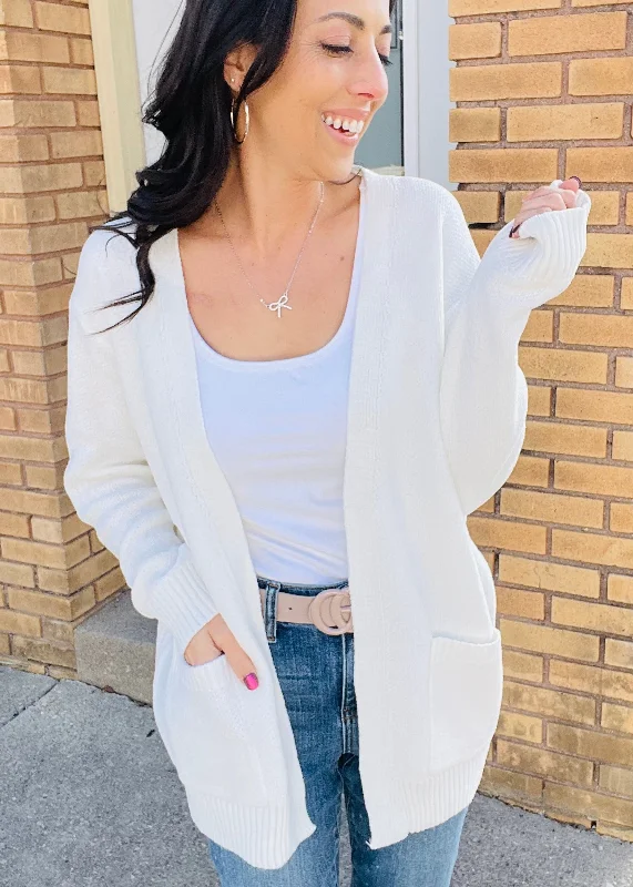Cream ButterSoft Open Front Cardigan Youthful Women's Pop