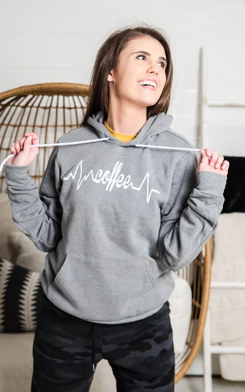 Coffee Is My Lifeline Hoodie | Gray** Relaxed Women's Beachy