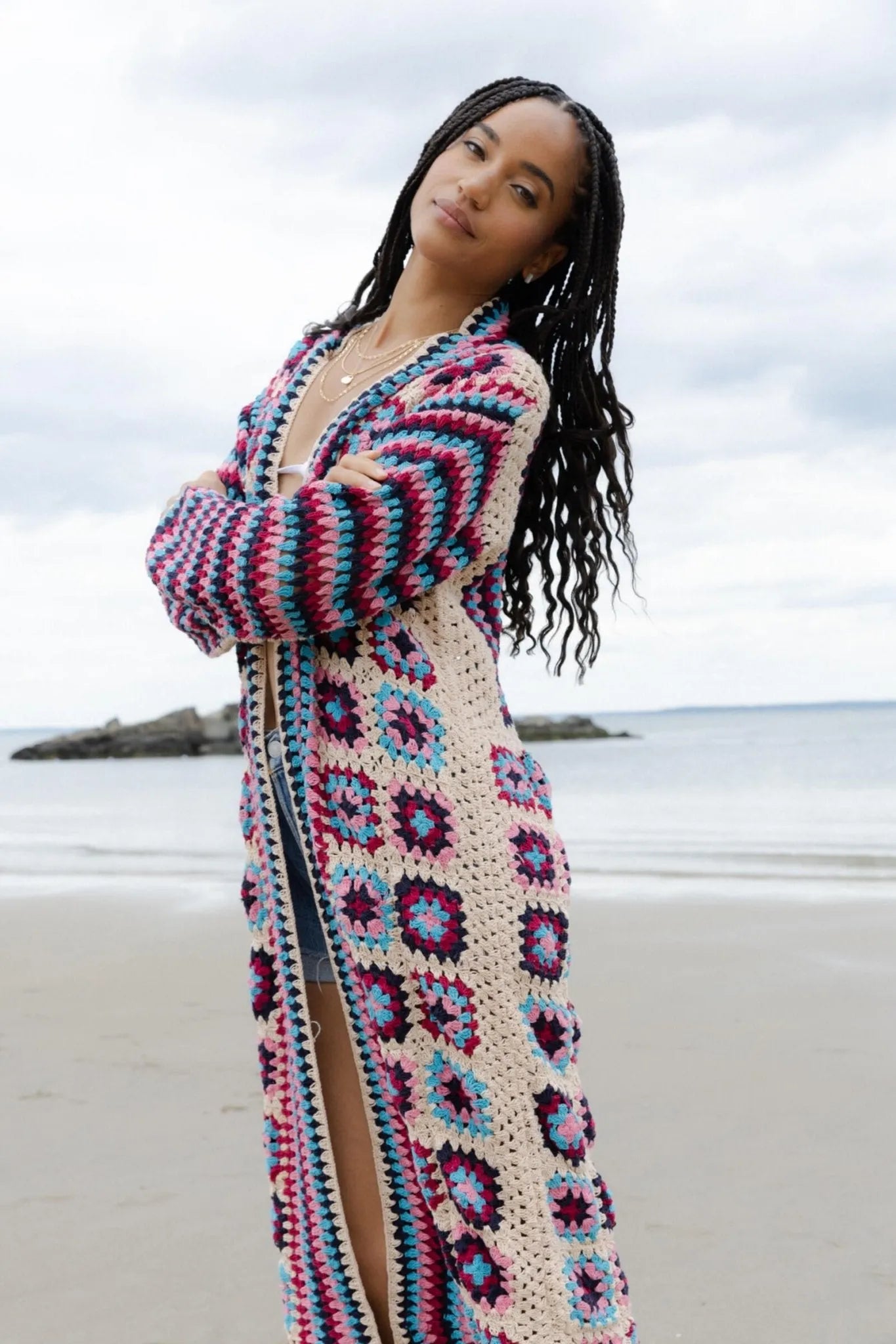 Crochet Cotton Square Kimono Vacation