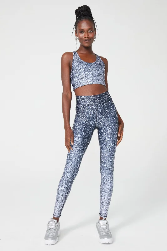 Hi-Shine Leggings in Black and White Glitter Stylish Women's Tropical 