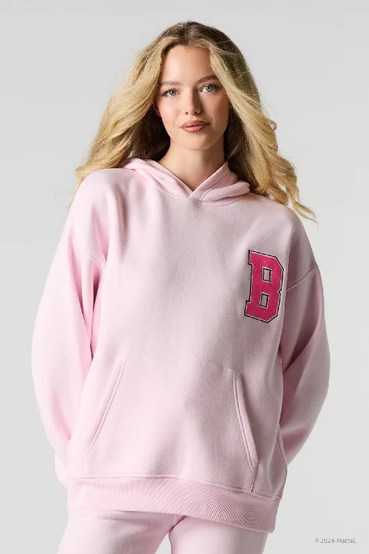 Barbie™ Chenille Embroidered Fleece Hoodie Laid - back Women's Style