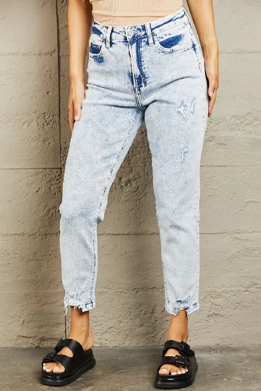 BAYEAS High Waisted Acid Wash Skinny Jeans Preppy Women's College