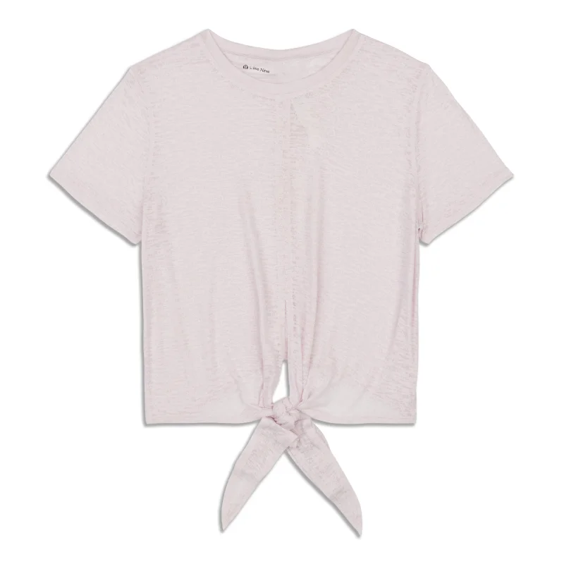 Tie-Waist Breathable Short-Sleeve Shirt - Resale Elegant Women's 