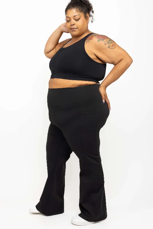 Pocket Flare Leggings - Black Artistic Women's Hand - painted