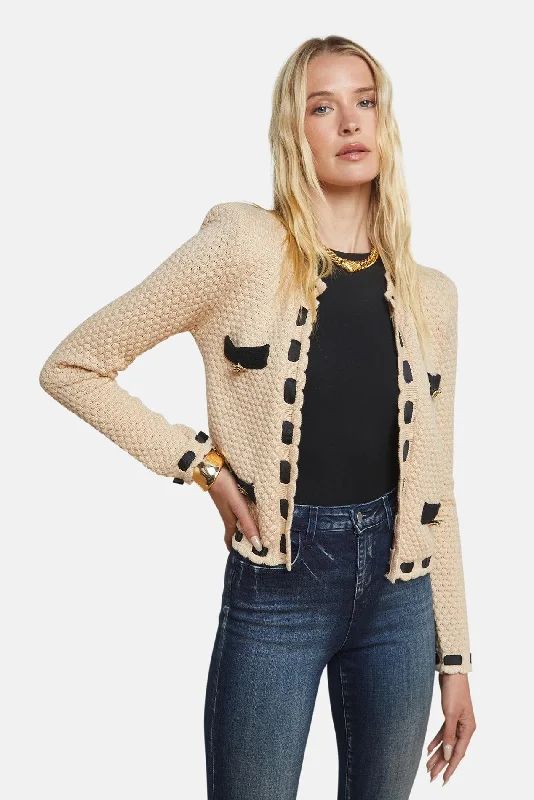 Astor Cardigan Biscuit/Black Youthful Women's Pop
