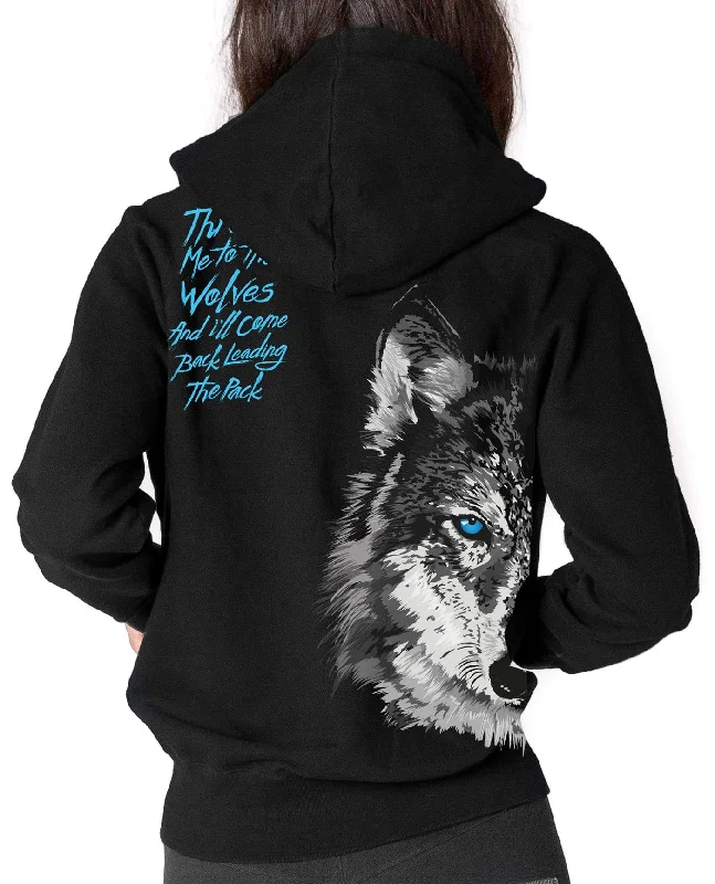 Wolf Zip Hoodie Youthful Women's Pop