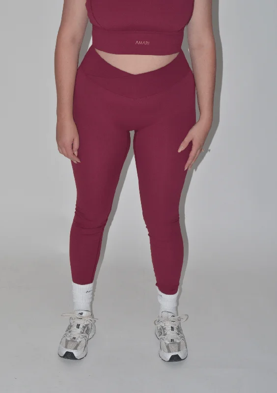 V-Leggings - Burgundy Red Contemporary 