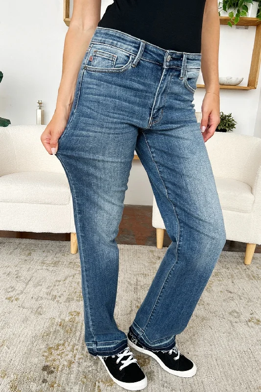 Judy Blue Full Size Mid Rise Release Hem Jeans Modern Women's 