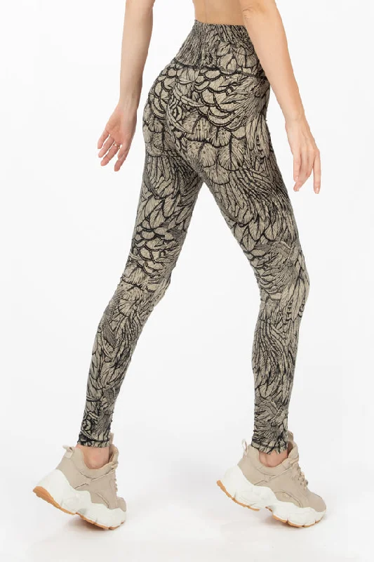 Feather Leggings - Cream Black Luxurious Women's High -  end