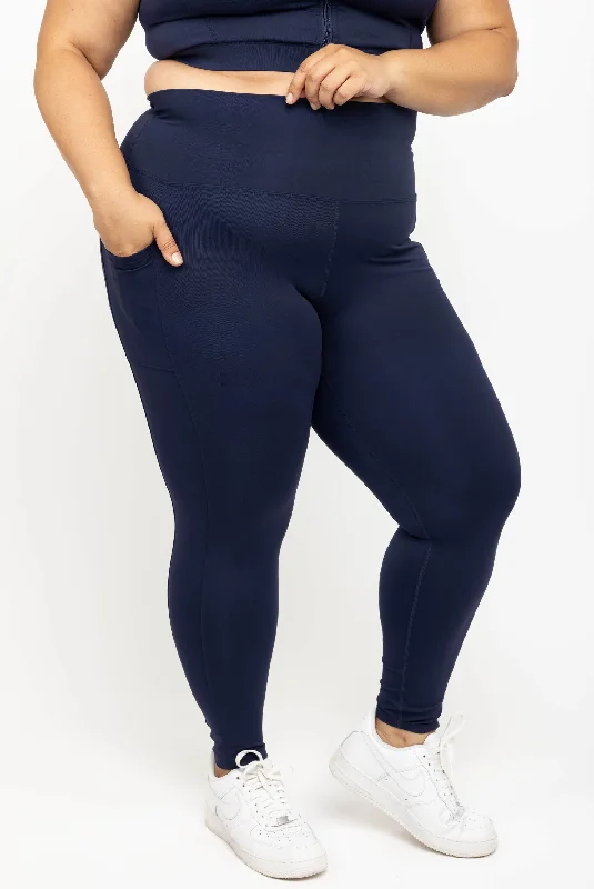 Pocket 7/8 Leggings - Navy Cozy Women's Winter